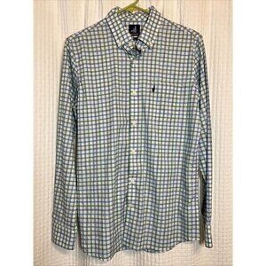 Johnnie-o Shirt Youth16 Blue Plaid Long Sleeve Collared Button-Down Cotton V6